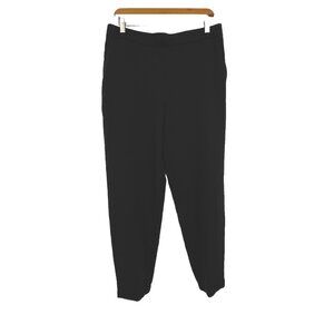 Eileen Fisher Pull On Tapered Ankle Pants Black Sz M Elastic Waist Lightweight